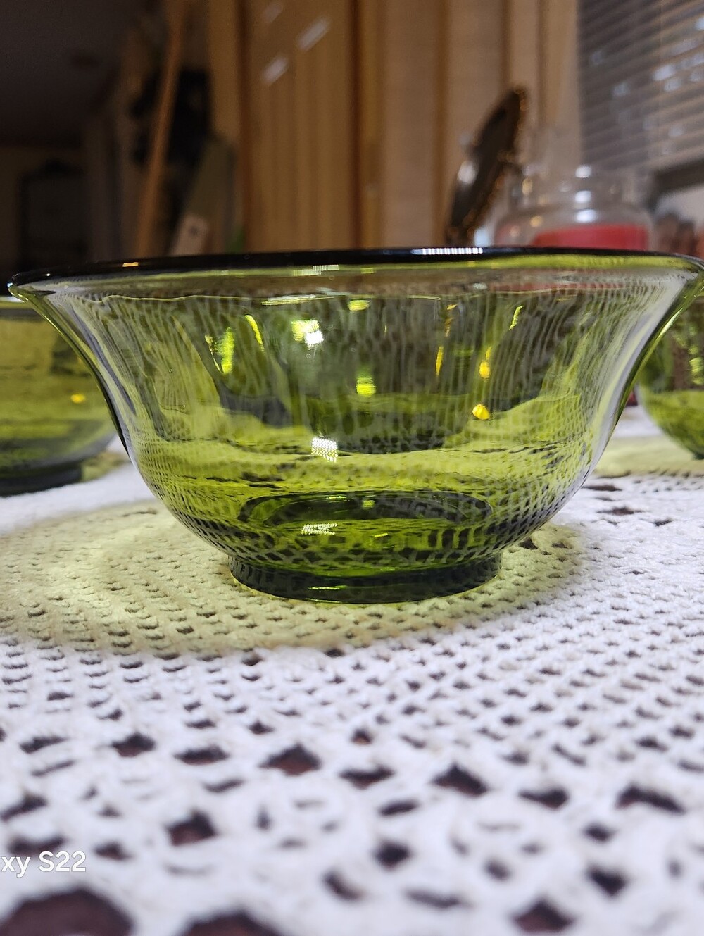 Vintage Olive Green Glass Dessert Bowls – Set of 6 Cottagecore - Picture 3 of 4